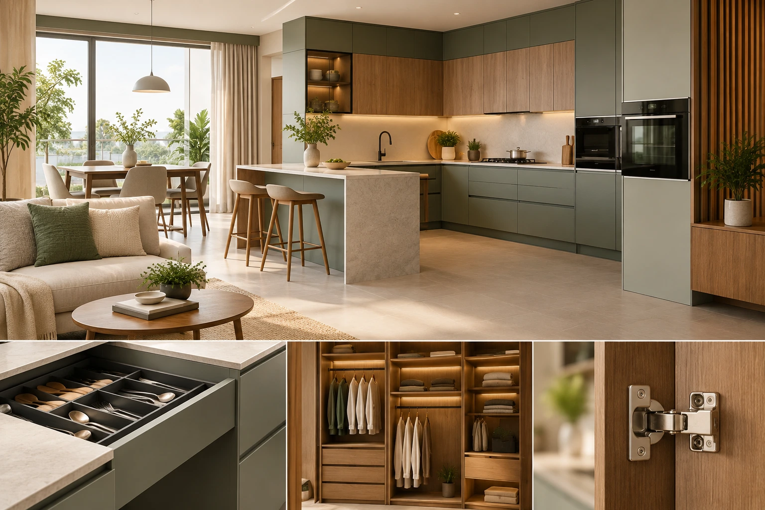 Premium modular furniture benefits with a modern kitchen, smart storage, and quality finishes